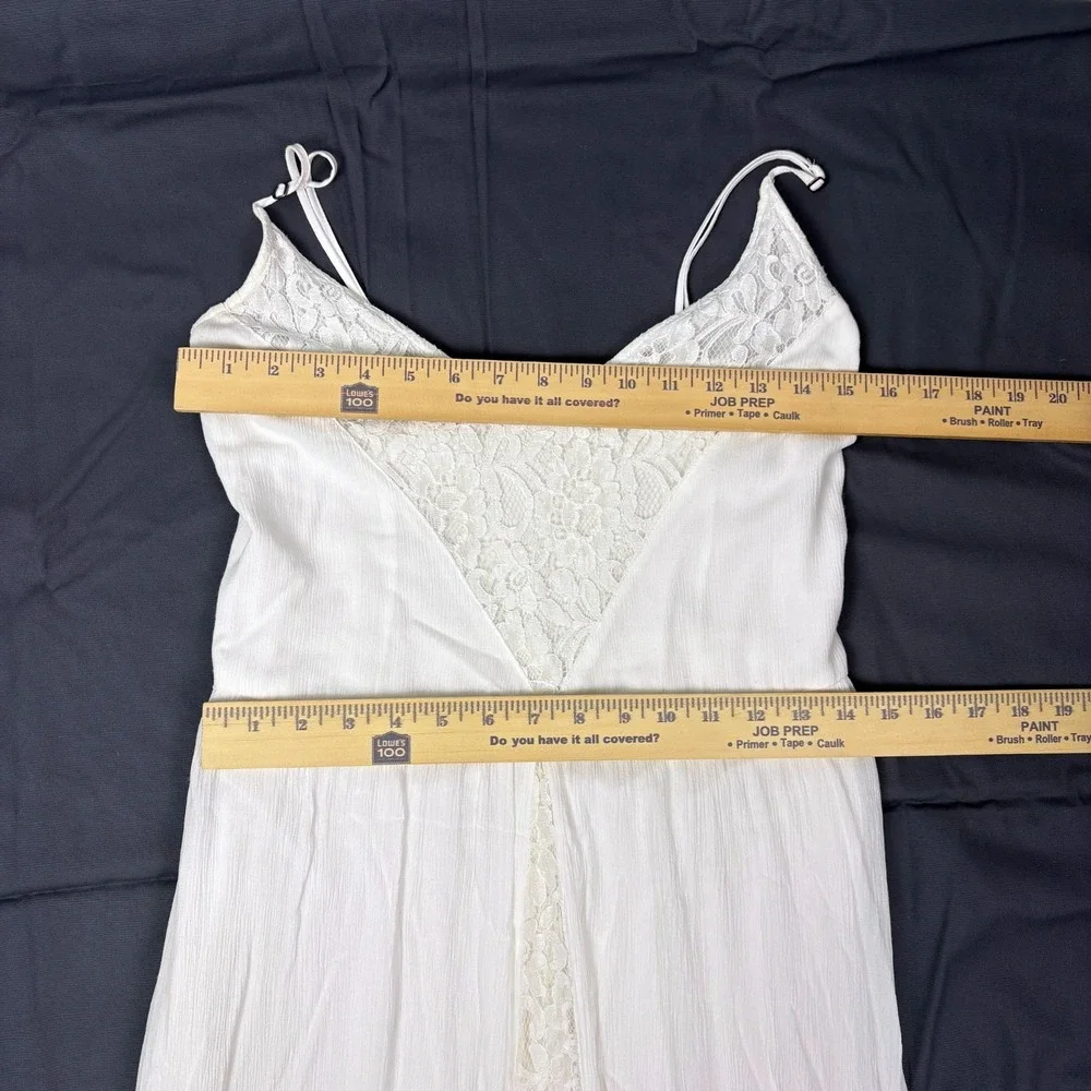 Abercrombie & Fitch White Lace Maxi Day Dress Sz L Cottage Boho Festival Wedding